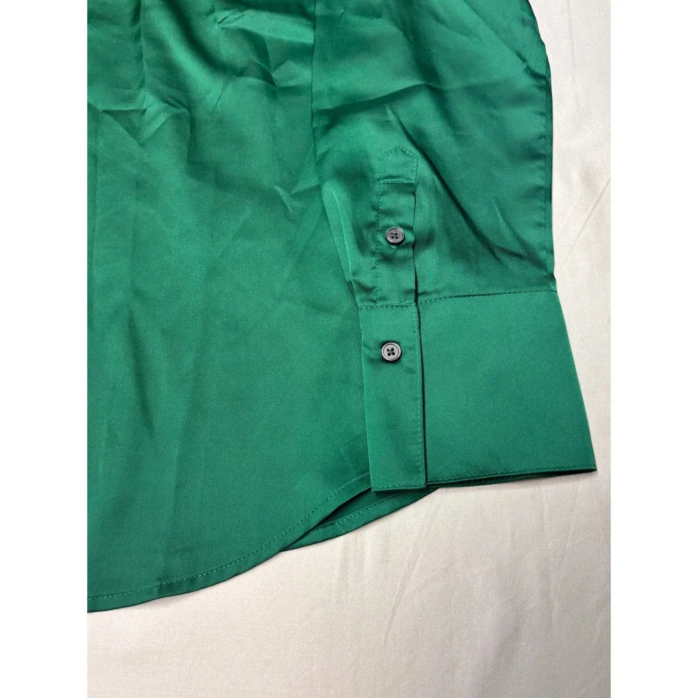 NWT Banana Republic Mens Classic Fit Emerald Green Satin Button Down Shirt M